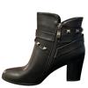 REDZ LDS STUD STRAP ZIP ANKLE BOOT - BLACK